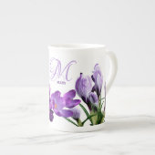 Mary naam monogram paarse bloem boho Porselein Kop (Voorkant rechts)