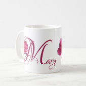 Mary naam roze rozenbloemen boho Koffiemok (Voorkant links)
