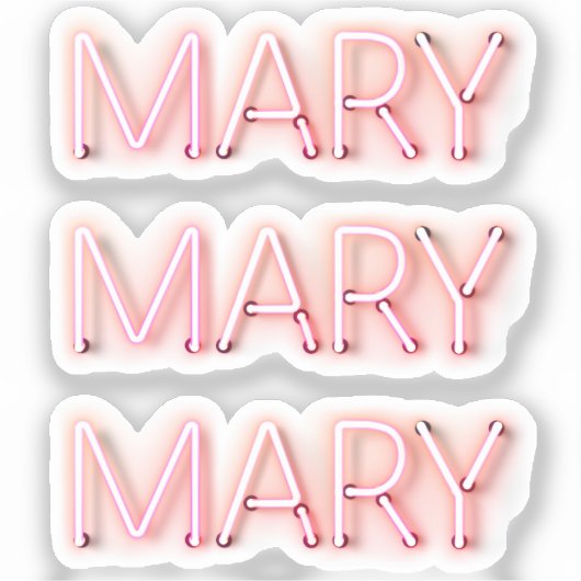 Mary Name in Ggloed Neon Lights x3 Sticker (Voorkant)