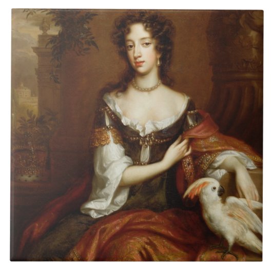 Mary of Modena (1658-1718), c.1685 (olie op doek) Tegeltje (Voorkant)