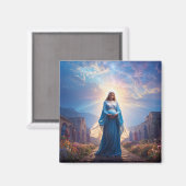 Mary of Nazareth Walking Alone – Christian Artwork Magneet (Voorkant / Achterkant)