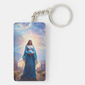 Mary of Nazareth Walking Alone – Christian Artwork Sleutelhanger (achterkant)