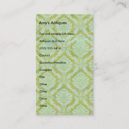 Mary On a  Green and Blue Damask Pattern Visitekaartje
