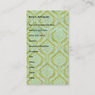Mary On a  Green and Blue Damask Pattern Visitekaartje