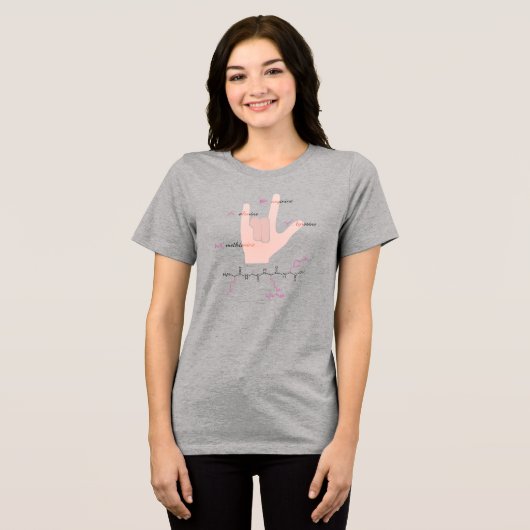 MARY peptide, I-love-U sign w/ custom text Tri-Blend Shirt (Voorkant volledig)