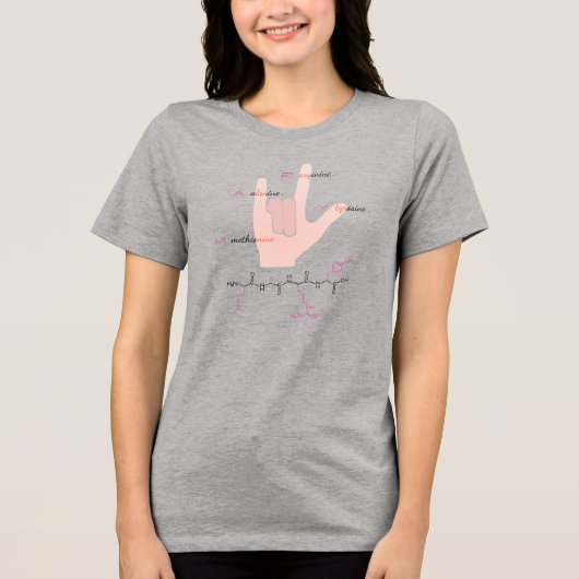 MARY-peptide, I-love-U-teken met aangepaste tekst Tri-Blend Shirt (Voorkant)