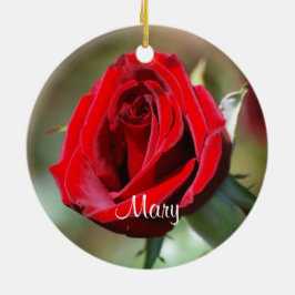 Mary Personalized Red Rose Ornament