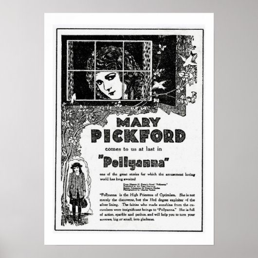 Mary Pickford Pollyanna Movie ad Print (Voorkant)