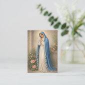 Mary Praying Catholic Funeral Memorial Holy Card - Visitekaartje (Staand voorkant)