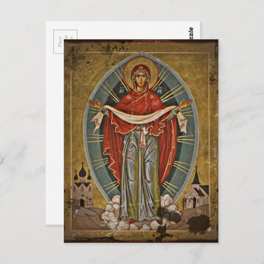 Mary Protector Theotokos Briefkaart (Voorkant / Achterkant)
