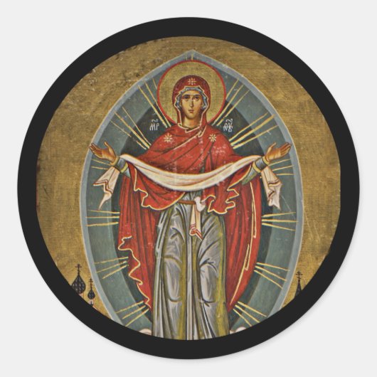 Mary Protector Theotokos Ronde Sticker (Voorkant)