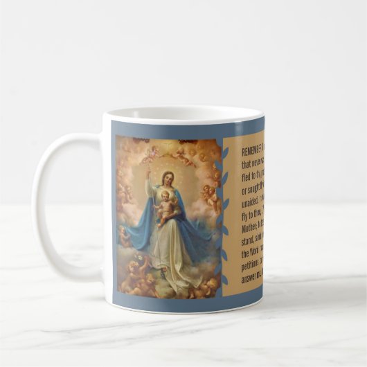 Mary Queen of Heaven Jesus Angels Memorare Koffiemok (Links)