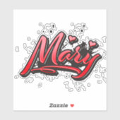 Mary red Heart Graffiti Aufkleber Sticker (Vel)