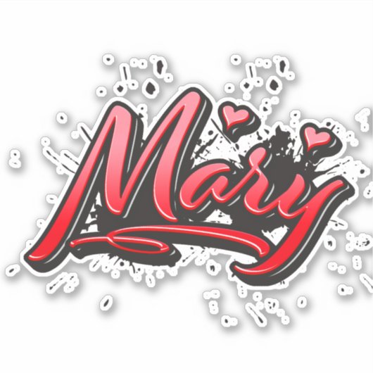 Mary red Heart Graffiti Aufkleber Sticker (Voorkant)