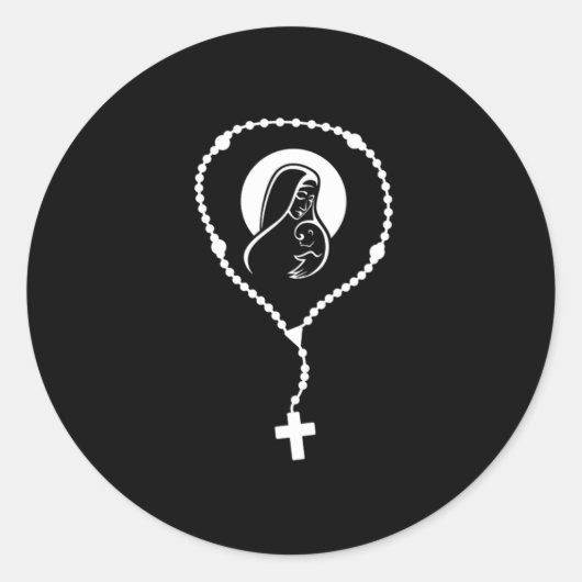 Mary Rosary Jesus Christus Religie Faith Church Gi Ronde Sticker (Voorkant)