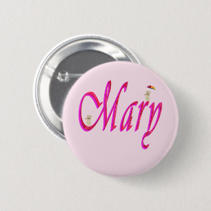 "Mary" Roze Meisjesnaam Met Teddyberen, Ronde Button 5,7 Cm