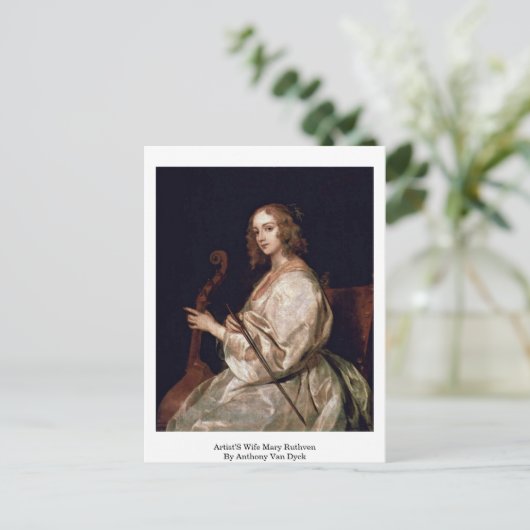 Mary Ruthven, vrouw van kunstenaar, door Anthony V Briefkaart (Staand voorkant)