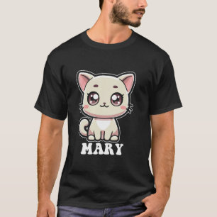 Mary Schattige Kitty Cat Design voor Meisjes Naam  T-shirt