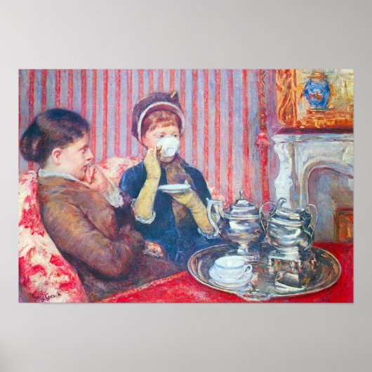 Mary Stevenson Cassatt-A kopje thee Poster (Voorkant)