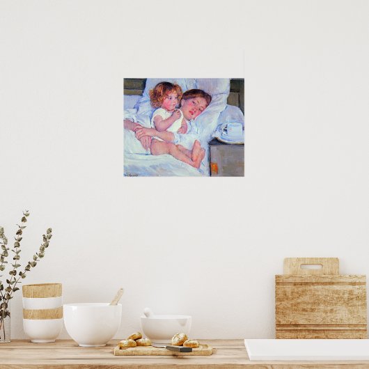 Mary Stevenson Cassatt-Breakfast in bed Poster (Keuken)