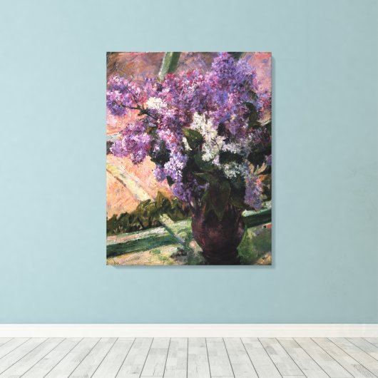 Mary Stevenson Cassatt - Lilacs in een venster 188 Canvas Afdruk (Insitu (Houten vloer))