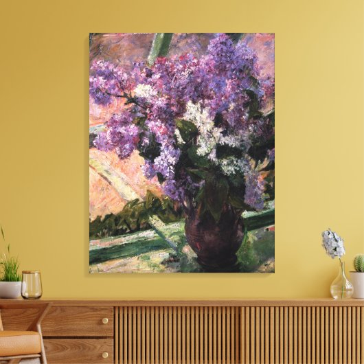 Mary Stevenson Cassatt - Lilacs in een venster 188 Canvas Afdruk (Insitu (Woonkamer))