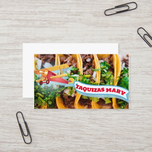 Mary taquizas visitekaartje (Voorkant / Achterkant in situ)
