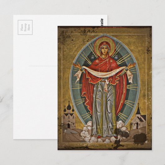Mary the Protector Theotokos Briefkaart (Voorkant / Achterkant)