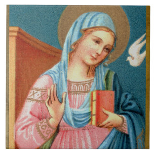 Mary uit de aankondiging van F. Lippi (Detail; M 0 Tegeltje