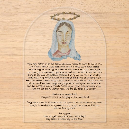 Mary Undoer of Knots Acrylic Prayer Card Acryl Uitnodigingen (Voorkant)