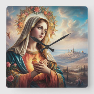 Mary Virgin Jesus Vierkante Klok