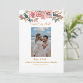 MARY Watercolor Roos Foto Smaragdgroen Save The Date (Staand voorkant)