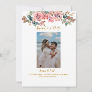 MARY Watercolor Roos Foto Smaragdgroen Save The Date