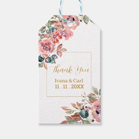 MARY Waterverf Roos Emerald Green Cadeaulabel (Voorkant)