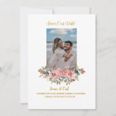 MARY Waterverf Roos Foto Emerald Green Save The Date (Voorkant)