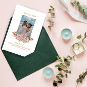 MARY Waterverf Roos Foto Emerald Green Save The Date