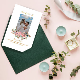 MARY Waterverf Roos Foto Emerald Green Save The Date