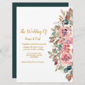 MARY Waterverf Roos Smaragd Groene Bruiloft Kaart (Voorkant / Achterkant)