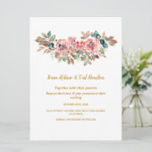 MARY Waterverf Roos Smaragd Groene Bruiloft Kaart (Staand voorkant)