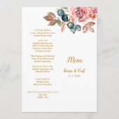 MARY Waterverf Roos Smaragd Groene Bruiloft Menu (Voorkant)