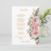 MARY Waterverf Roos Smaragd Groene Bruiloft Menu (Staand voorkant)