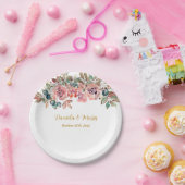 MARY Waterverf Roos Smaragd Groene Bruiloft Papieren Bordje (Feest)