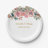 MARY Waterverf Roos Smaragd Groene Bruiloft Papieren Bordje (Voorkant)