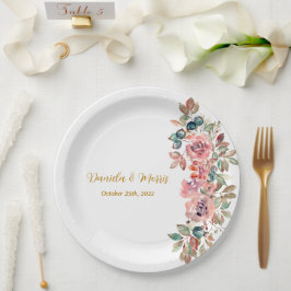 MARY Waterverf Roos Smaragd Groene Bruiloft Papieren Bordje