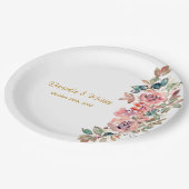 MARY Waterverf Roos Smaragd Groene Bruiloft Papieren Bordje (Gekanteld)