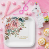 MARY Waterverf Roos Smaragd Groene Bruiloft Papieren Bordje (Feest)