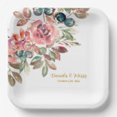 MARY Waterverf Roos Smaragd Groene Bruiloft Papieren Bordje (Voorkant)