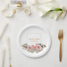 MARY Waterverf Roos Smaragd Groene Bruiloft Papieren Bordje