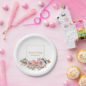 MARY Waterverf Roos Smaragd Groene Bruiloft Papieren Bordje (Feest)