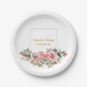 MARY Waterverf Roos Smaragd Groene Bruiloft Papieren Bordje (Voorkant)